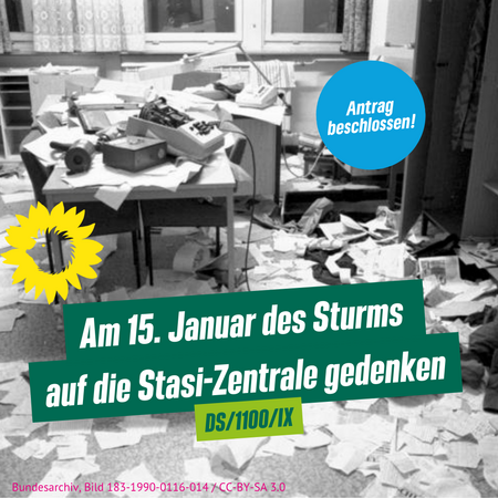 Durchwühltes Büro in der Stasi-Zentrale