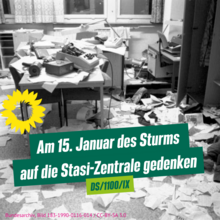 Durchwühltes Büro in der Stasi-Zentrale