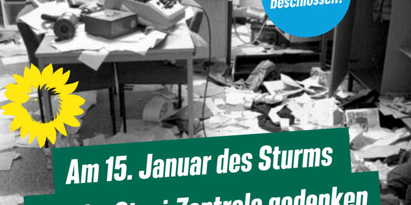 Durchwühltes Büro in der Stasi-Zentrale